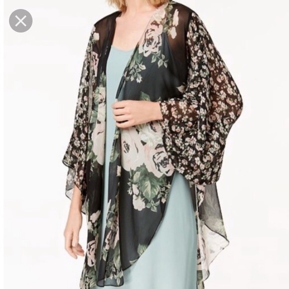 Cejon Accessories - Cejon Black Floral Chiffon Kimono Wrap Cejon Accessories - Cejon Black Floral Chiffon Kimono Wrap